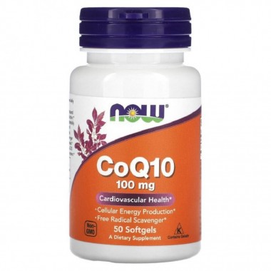 NOW Foods CoQ10 Коэнзим Q10 100 мг, 50 софтгелей