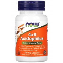 NOW Foods Пробиотик 4x6 Acidophilus, 60 растительных капсул NOW Foods Пробиотик 4x6 Acidophilus, 60 растительных капсул