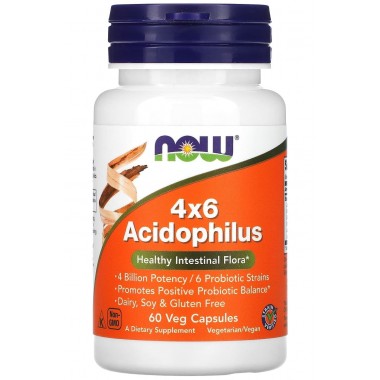 NOW Foods Пробиотик 4x6 Acidophilus, 60 растительных капсул
