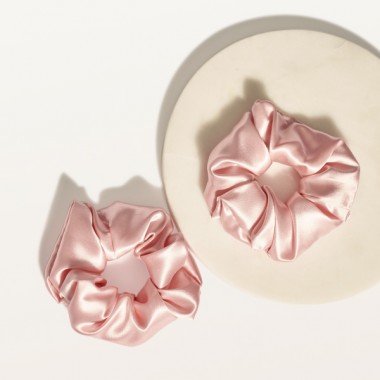Шелковые резинки широкие 2 шт. розовая пудра